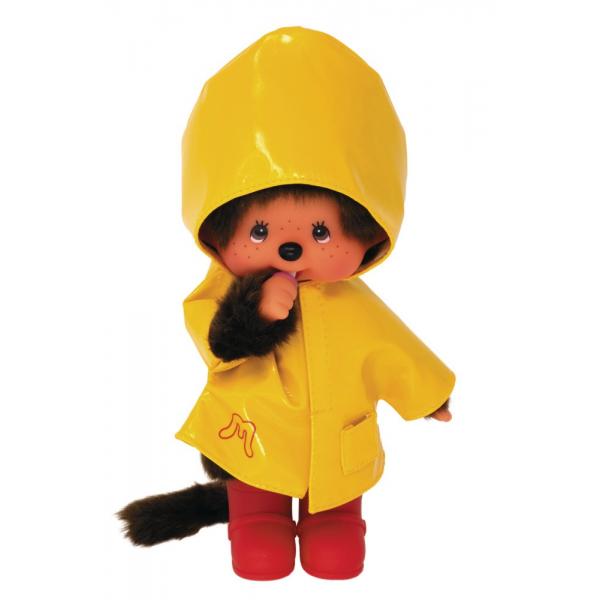 BANDAI Monchhichi - Iconico impermeabile 20 cm - Giallo - Disponibile in 3-4 giorni lavorativi