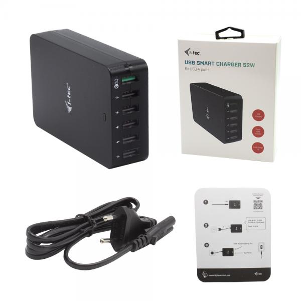 Caricatore portatile i-Tec CHARGER6P52W Nero - Disponibile in 3-4 giorni lavorativi