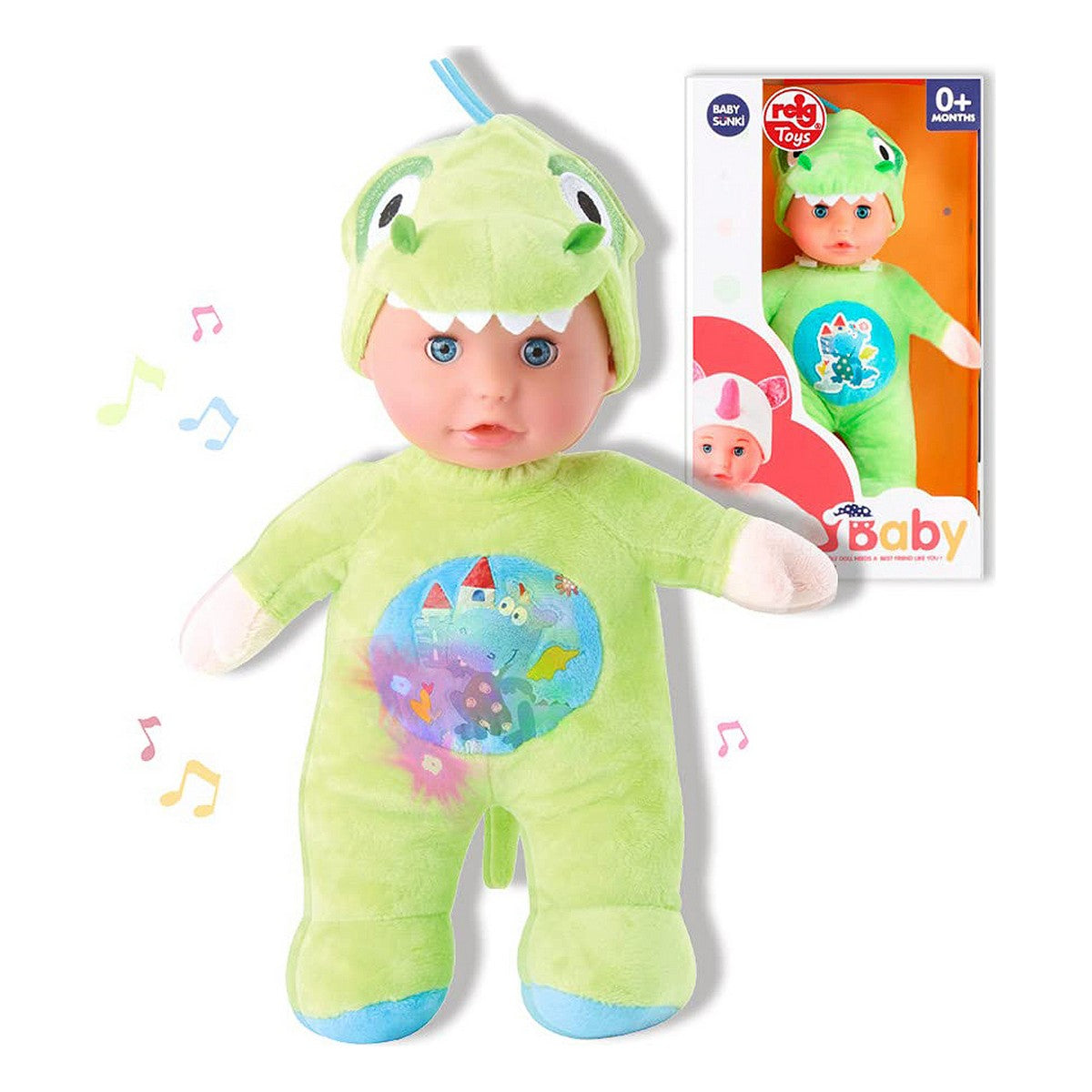 Bambolotto Neonato Reig 30 cm Dinosauro Peluche Verde (30 cm) - Disponibile in 3-4 giorni lavorativi