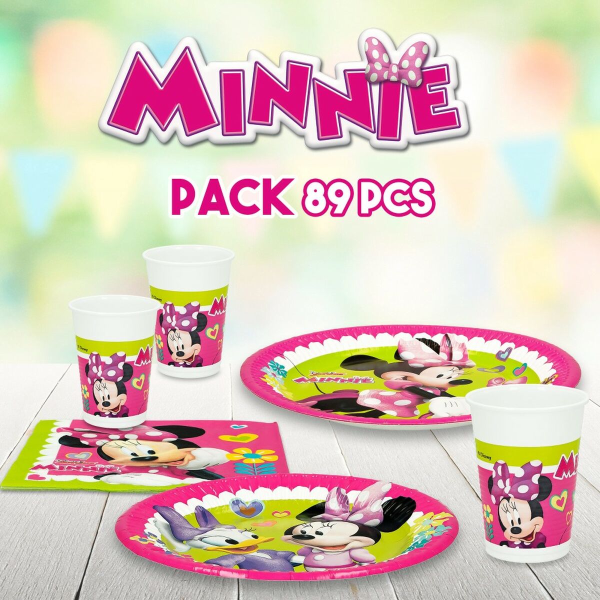 Set Articoli per feste Minnie Mouse Happy Deluxe 89 Pezzi 16 - Disponibile in 3-4 giorni lavorativi Minnie Mouse