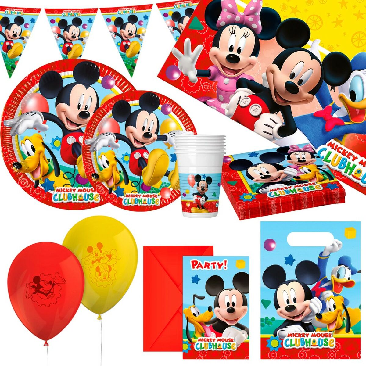 Set Articoli per feste Mickey Mouse 66 Pezzi - Disponibile in 3-4 giorni lavorativi