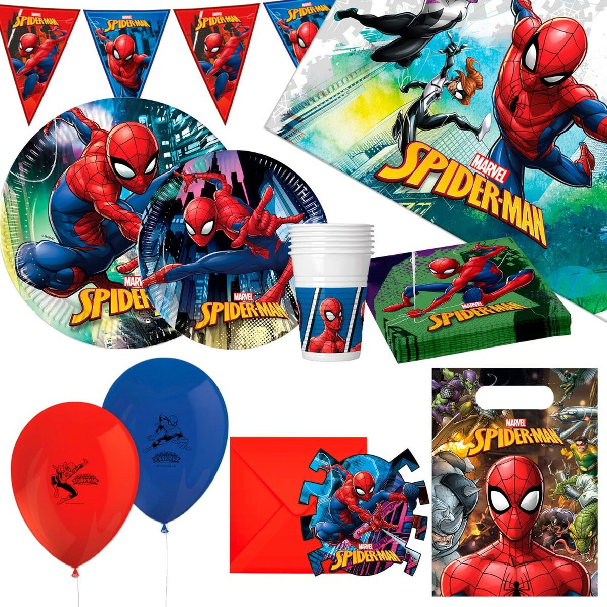 Set Articoli per feste Spider-Man 66 Pezzi - Disponibile in 3-4 giorni lavorativi SpideR-Man