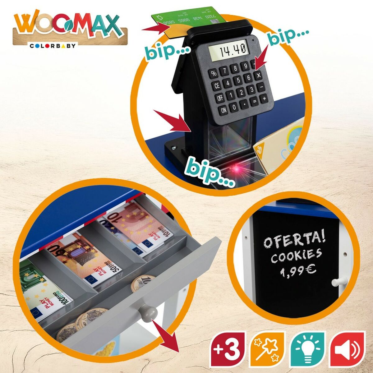 Supermercato di Giocattoli Woomax 28 Pezzi 48 x 70 x 30 cm - Disponibile in 3-4 giorni lavorativi Woomax