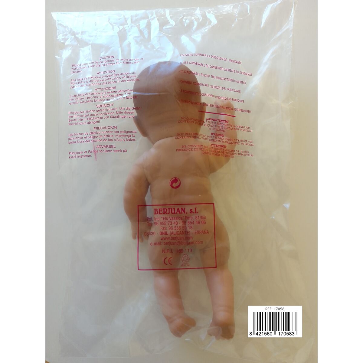 Baby doll Berjuan Newborn 38 cm Africana (38 cm) - Disponibile in 3-4 giorni lavorativi