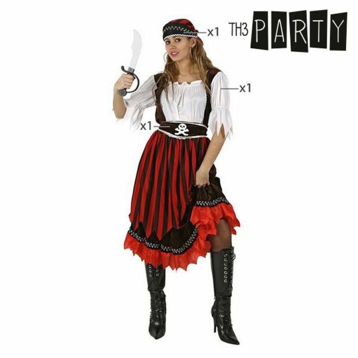 Costume per Adulti Th3 Party Multicolore Pirati (3 Pezzi) Taglia:XL - Disponibile in 3-4 giorni lavorativi