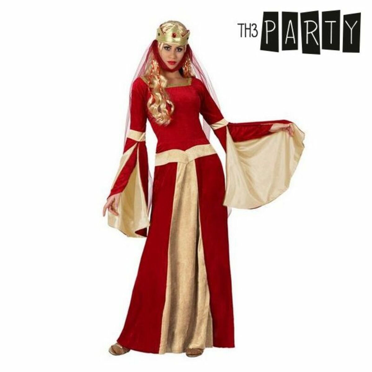 Costume per Adulti Rosso Dama Medievale Taglia:XS/S - Disponibile in 3-4 giorni lavorativi Th3 Party