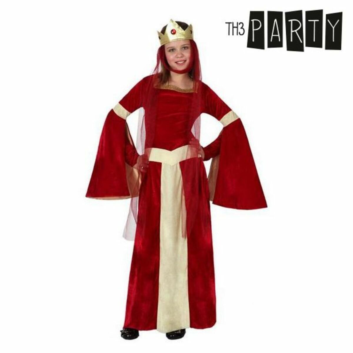 Costume per Bambini Dama Medievale Rosso Taglia:3-4 Anni - Disponibile in 3-4 giorni lavorativi