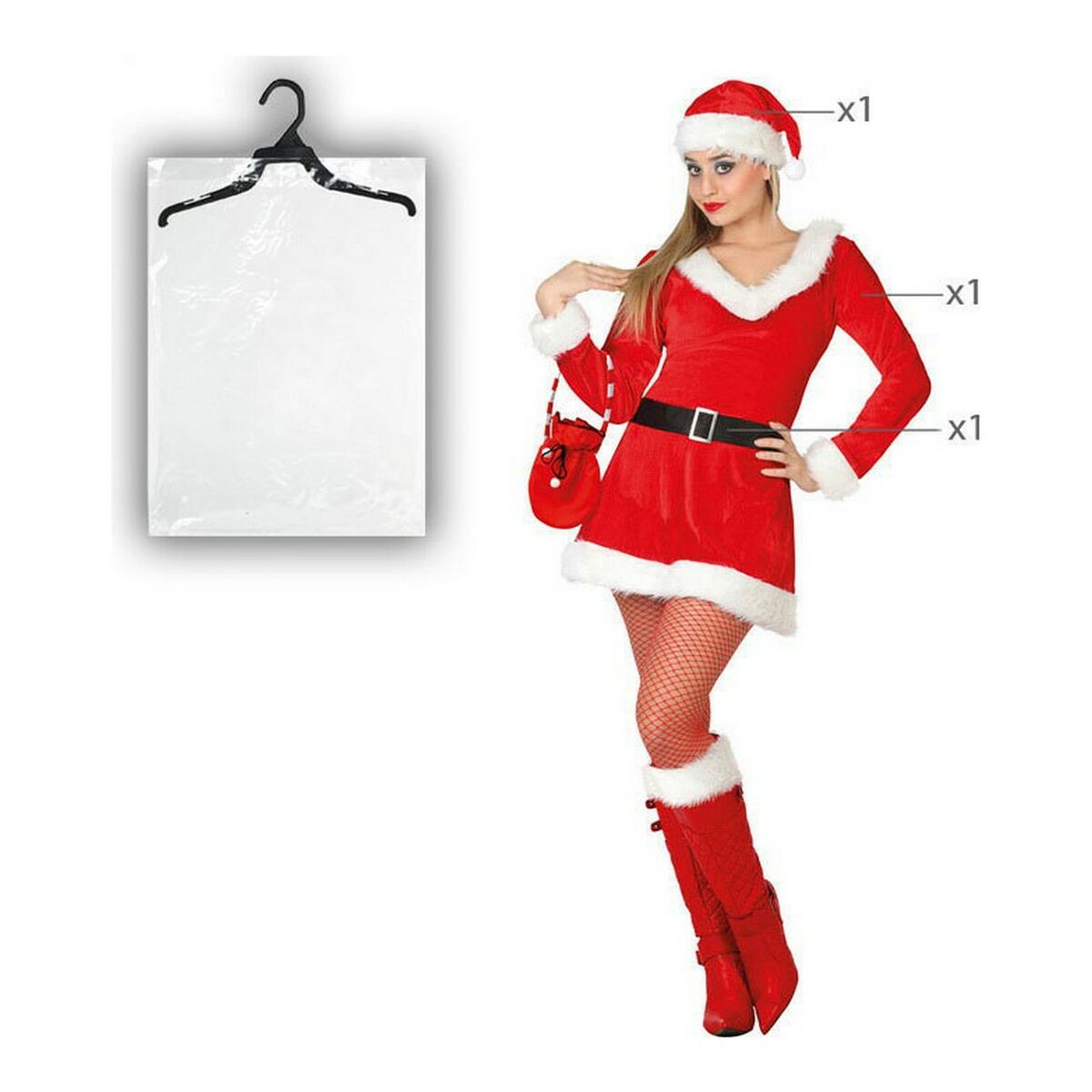 Costume per Adulti DISFRAZ MAMA NOEL XL Mamma Natale Taglia:M/L - Disponibile in 3-4 giorni lavorativi