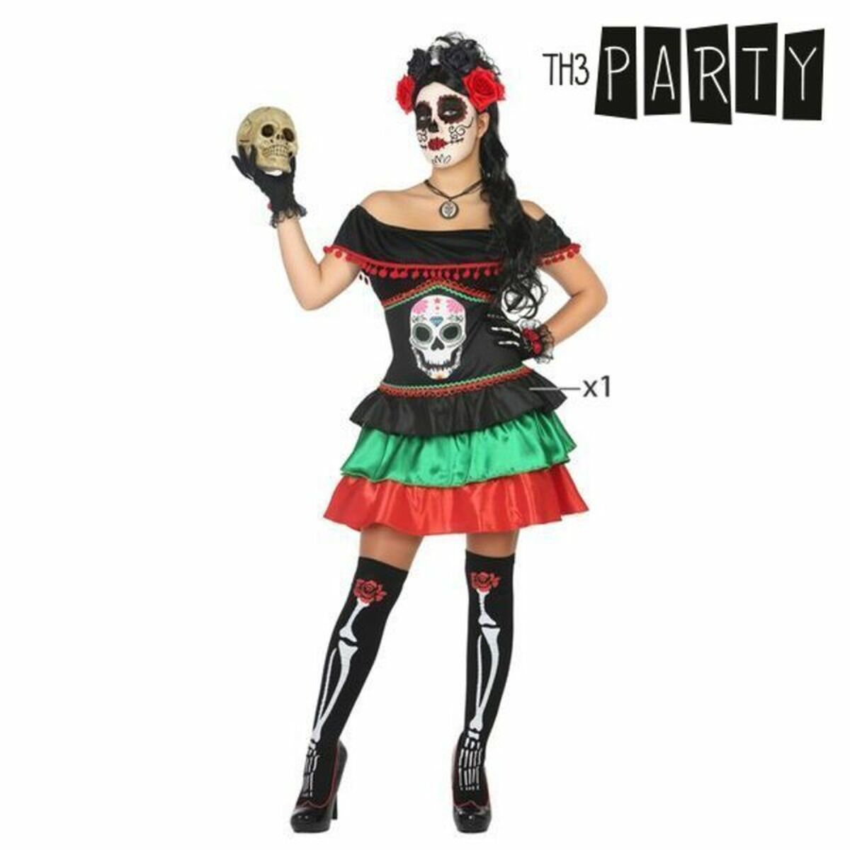 Costume per Adulti Th3 Party Multicolore Scheletro (1 Pezzi) Taglia:XXL - Disponibile in 3-4 giorni lavorativi