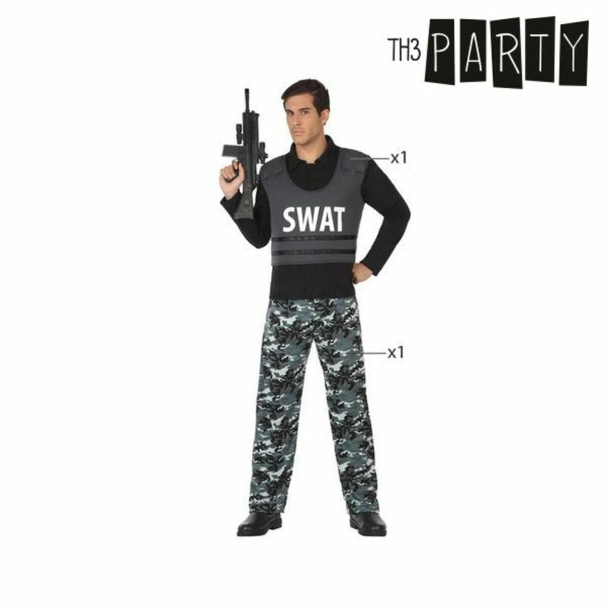 Costume per Adulti Poliziotto Swat Taglia:XS/S - Disponibile in 3-4 giorni lavorativi Th3 Party