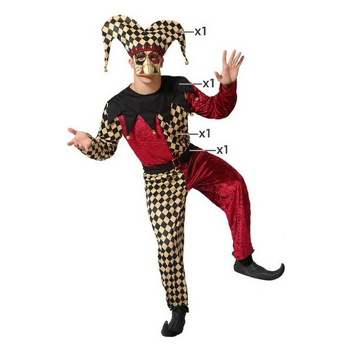 Costume per Adulti Arlecchino (4 pcs) Taglia:XS/S - Disponibile in 3-4 giorni lavorativi