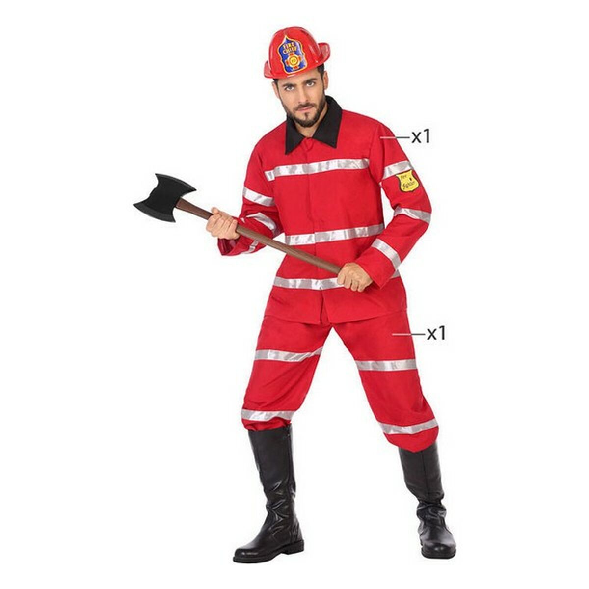 Costume per Adulti Rosso Pompiere (2 Pezzi) Taglia:XL - Disponibile in 3-4 giorni lavorativi Bigbuy Carnival