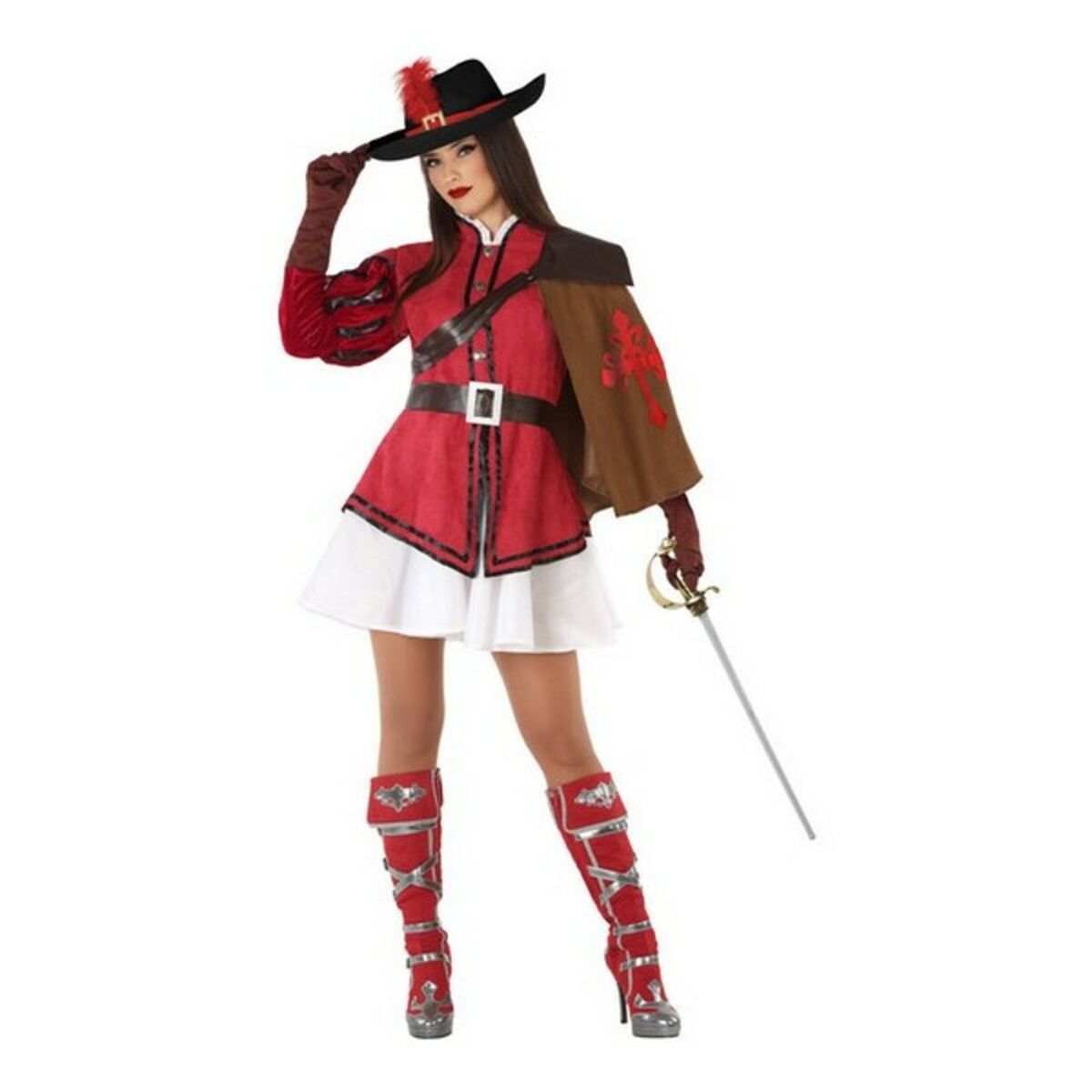 Costume per Adulti 113787 Rosso (3 pcs) Moschettiera Taglia:XS/S - Disponibile in 3-4 giorni lavorativi Bigbuy Carnival