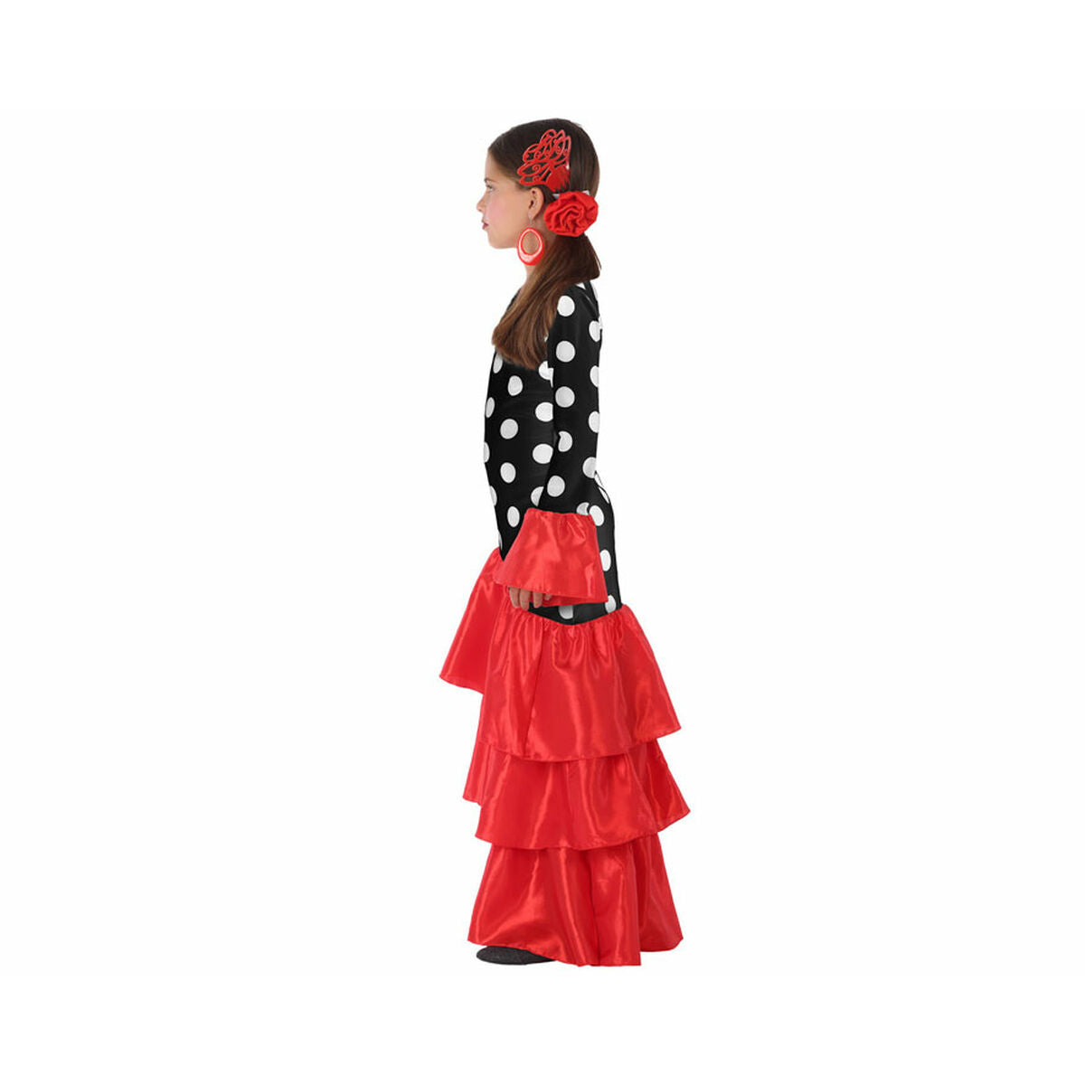 Costume per Adulti Flamenca Nero Rosso Spagna Taglia:3-4 Anni - Disponibile in 3-4 giorni lavorativi