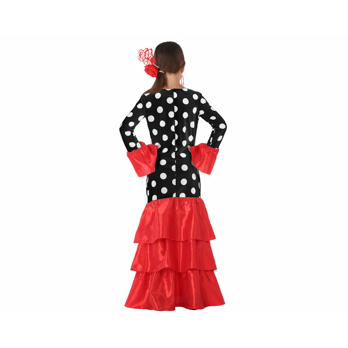 Costume per Adulti Flamenca Nero Rosso Spagna Taglia:3-4 Anni - Disponibile in 3-4 giorni lavorativi