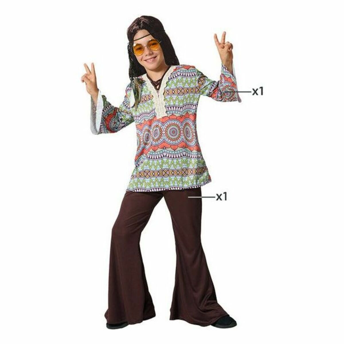 Costume per Bambini Hippie Taglia:3-4 Anni - Disponibile in 3-4 giorni lavorativi