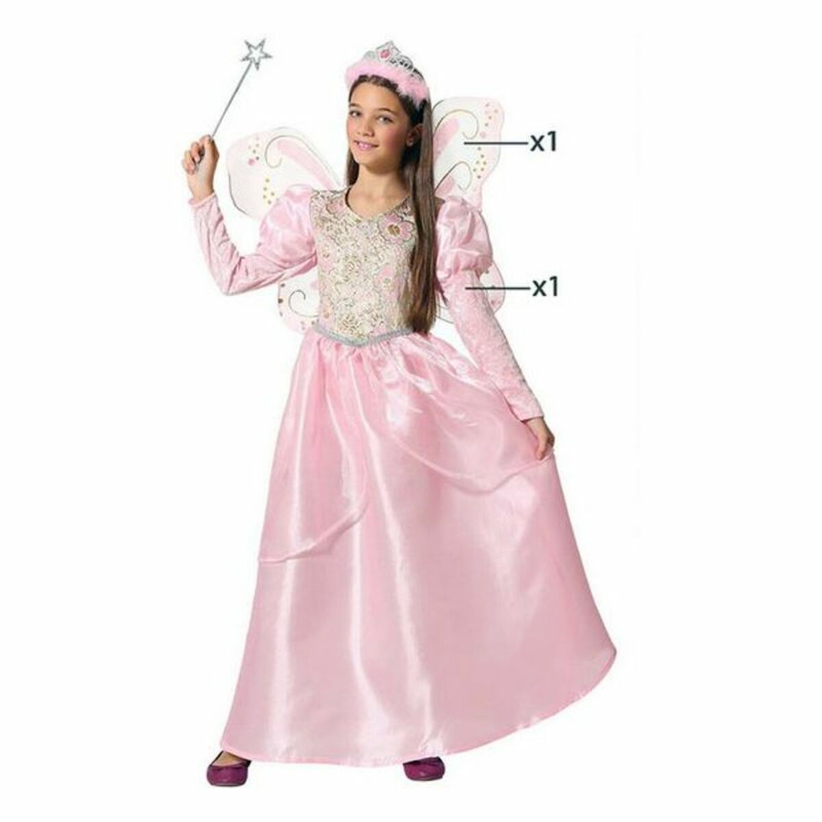 Costume per Bambini Fata madrina Rosa Taglia:10-12 Anni - Disponibile in 3-4 giorni lavorativi