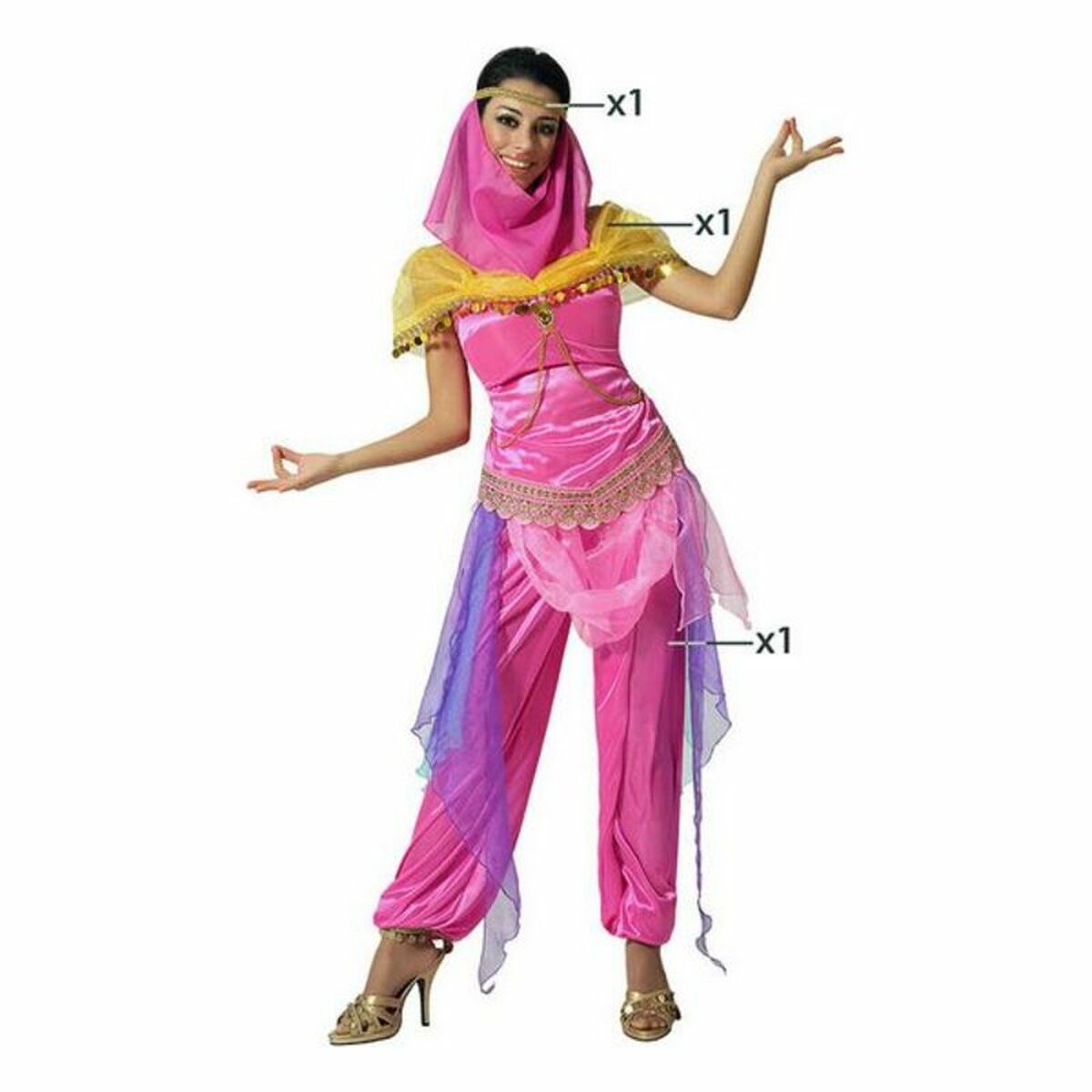 Costume per Adulti Rosa Principessa Araba Taglia:XS/S - Disponibile in 3-4 giorni lavorativi