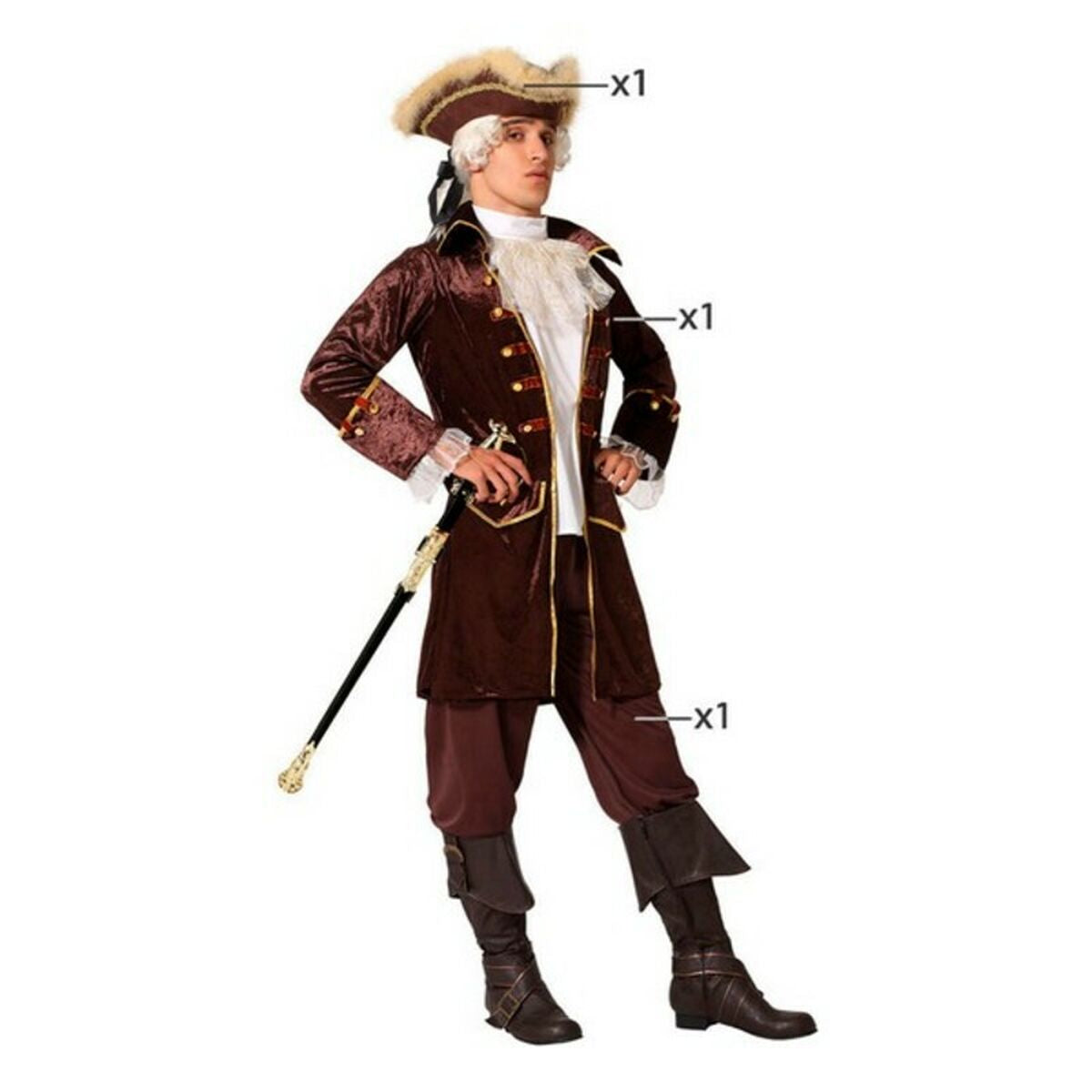 Costume per Adulti Pirata Taglia:M/L - Disponibile in 3-4 giorni lavorativi