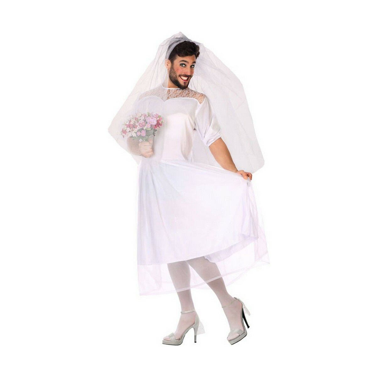 Costume per Adulti Bianco Abito da sposa (2 Pezzi) - Disponibile in 3-4 giorni lavorativi