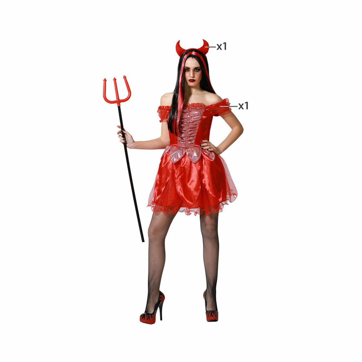 Costume per Adulti Rosso Demonio Donna Taglia:XL - Disponibile in 3-4 giorni lavorativi