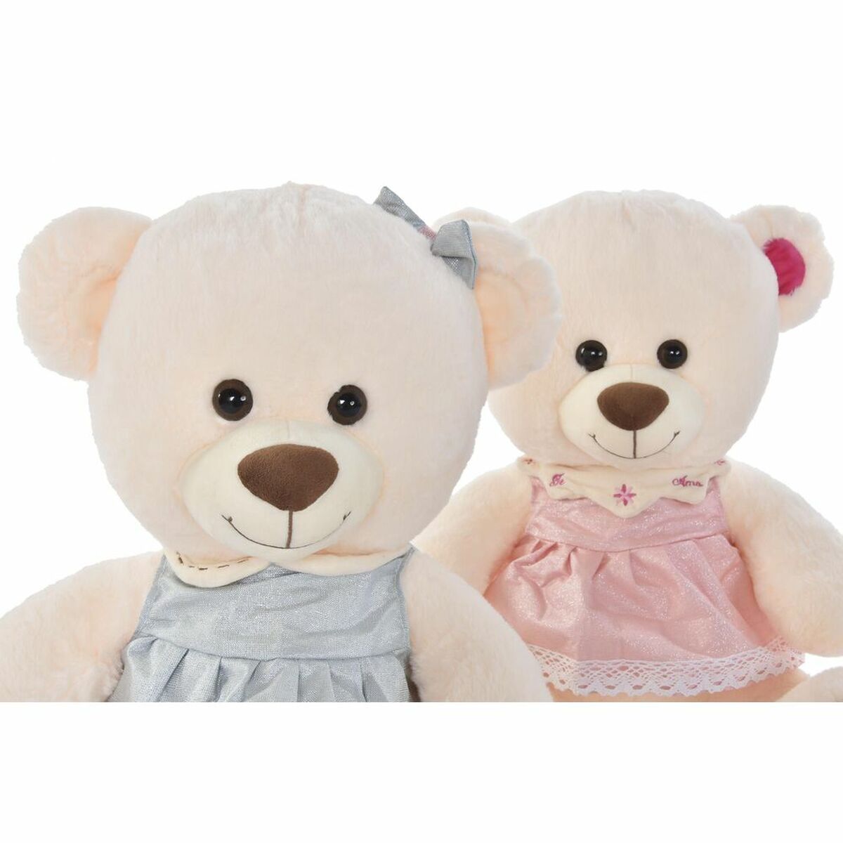 Orsetto di Peluche DKD Home Decor Beige Rosa Verde Per bambini 20 x 20 x 50 cm Orso (2 Unità) - Disponibile in 3-4 giorni lavorativi