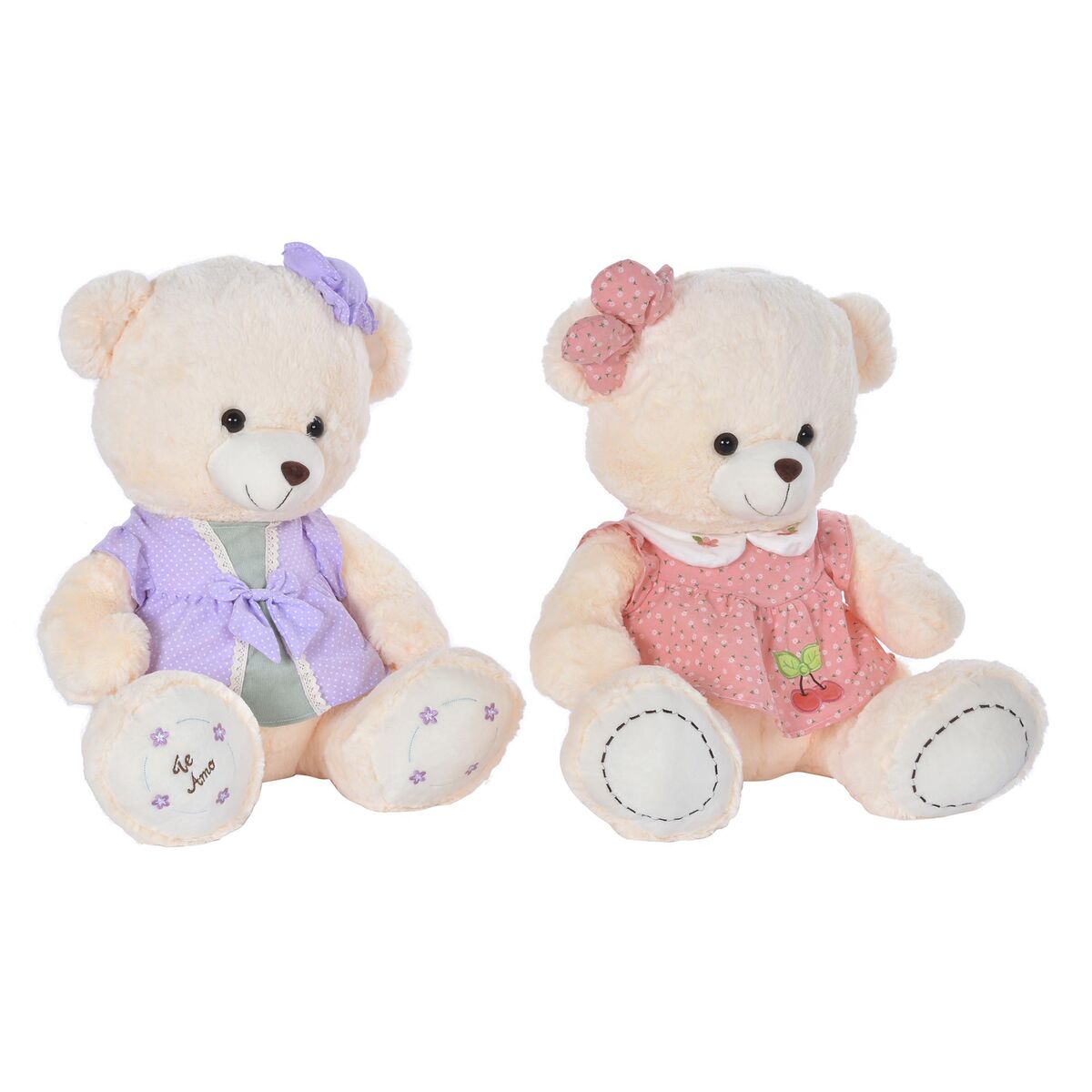 Orsetto di Peluche DKD Home Decor Vestito 42 x 20 x 50 cm Beige Rosa Lilla Per bambini Orso (2 Unità) - Disponibile in 3-4 giorni lavorativi