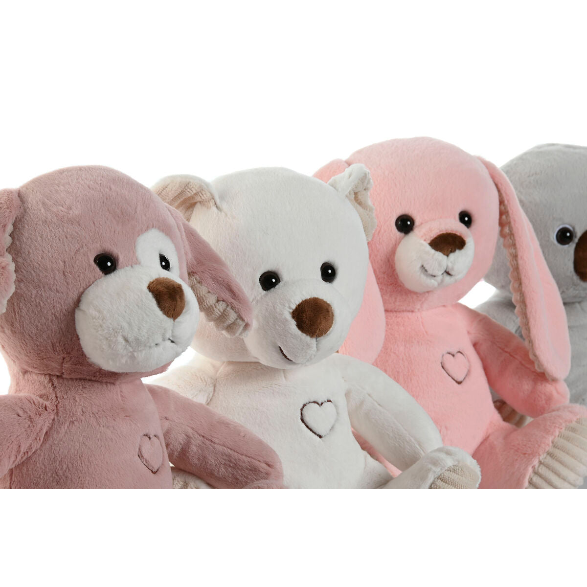 Peluche Home ESPRIT Bianco Marrone Grigio Rosa Poliestere Animale 25 x 20 x 28 cm (4 Unità) - Disponibile in 3-4 giorni lavorativi