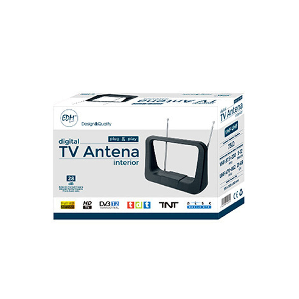 Antenna TV EDM 52022 Classic Series UHF Interno - Disponibile in 3-4 giorni lavorativi