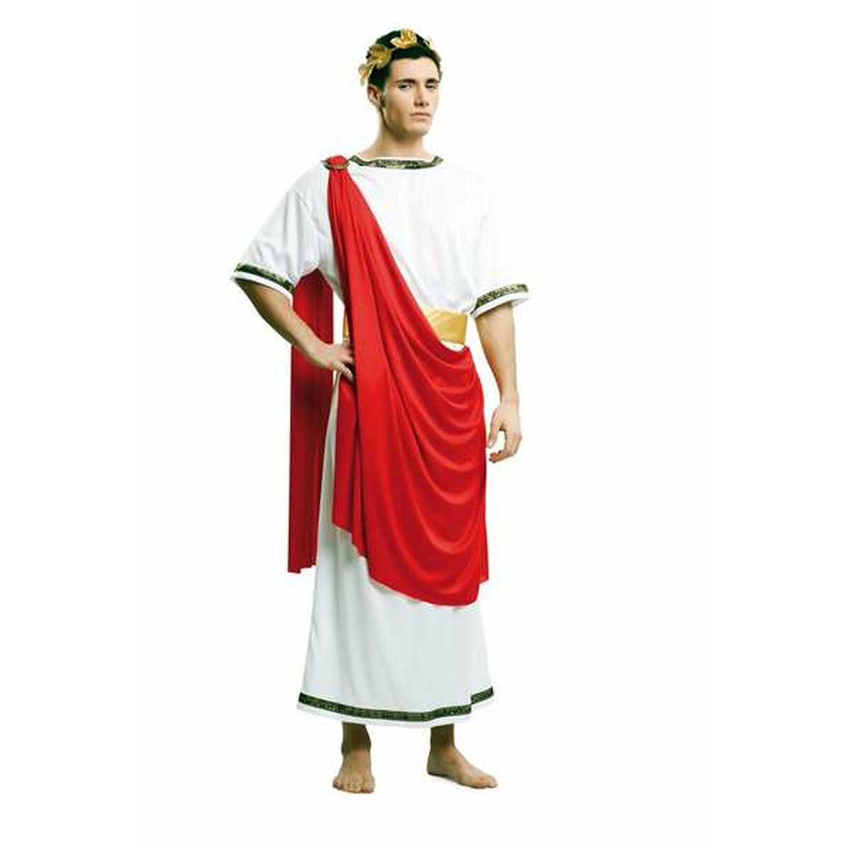 Costume per Adulti Cesar 4 Pezzi Imperatore romano Rosso Taglia:M/L - Disponibile in 3-4 giorni lavorativi