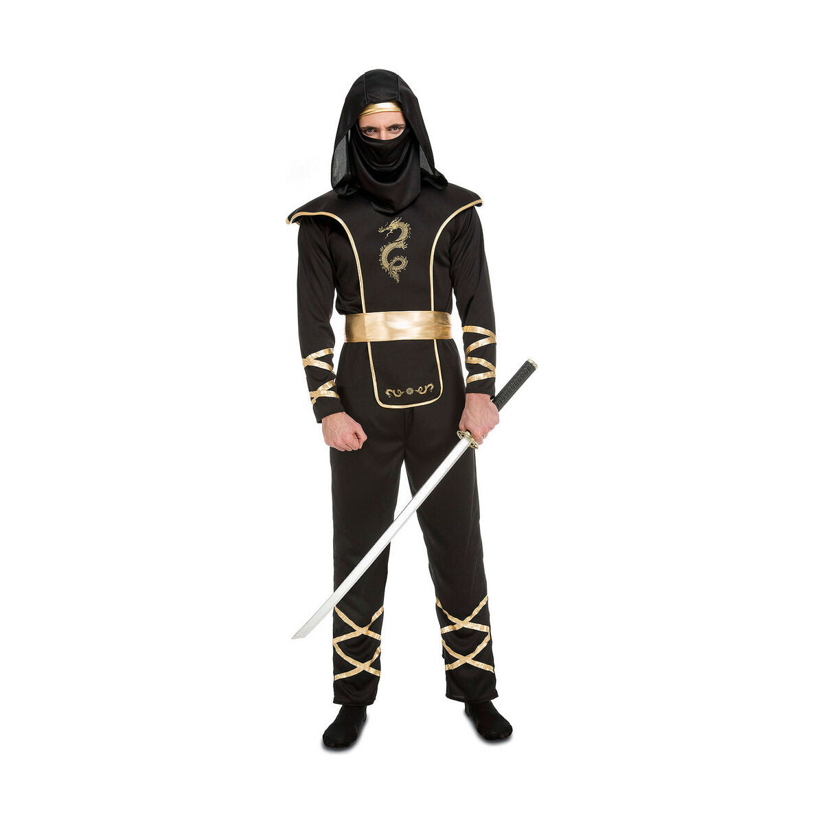 Costume per Adulti My Other Me Nero Ninja (5 Pezzi) Taglia:XS - Disponibile in 3-4 giorni lavorativi