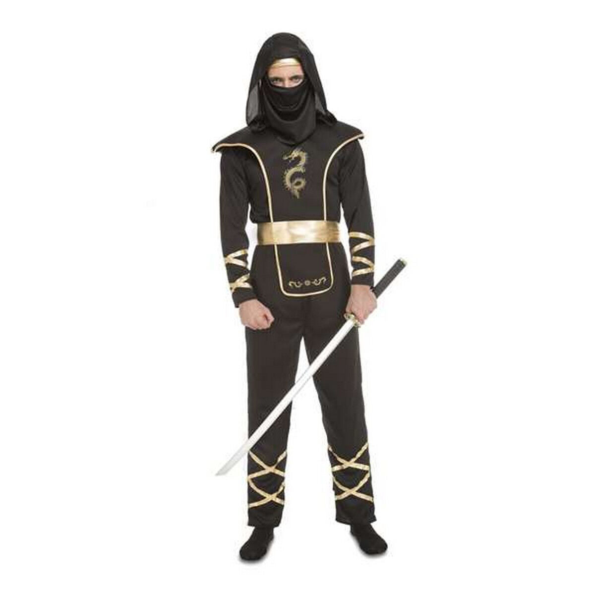 Costume per Adulti My Other Me 4 Pezzi Nero Ninja Taglia:M/L - Disponibile in 3-4 giorni lavorativi