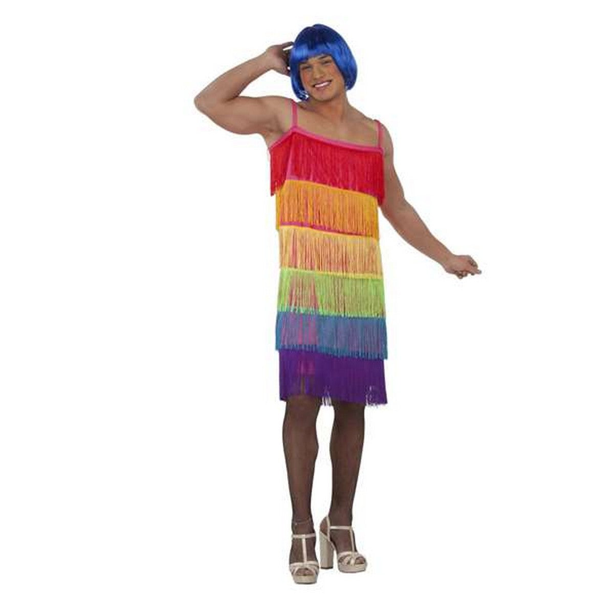 Costume per Adulti My Other Me Rainbow Multicolore Vestito Con frange Taglia 54 - Disponibile in 3-4 giorni lavorativi