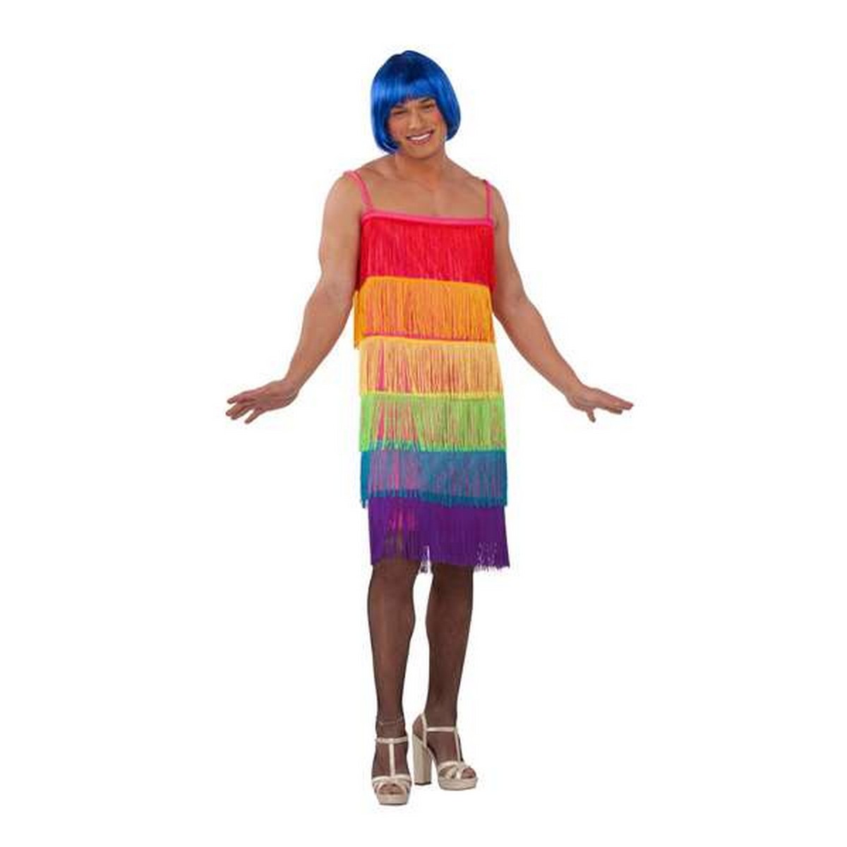 Costume per Adulti My Other Me Rainbow Multicolore Vestito Con frange Taglia 54 - Disponibile in 3-4 giorni lavorativi