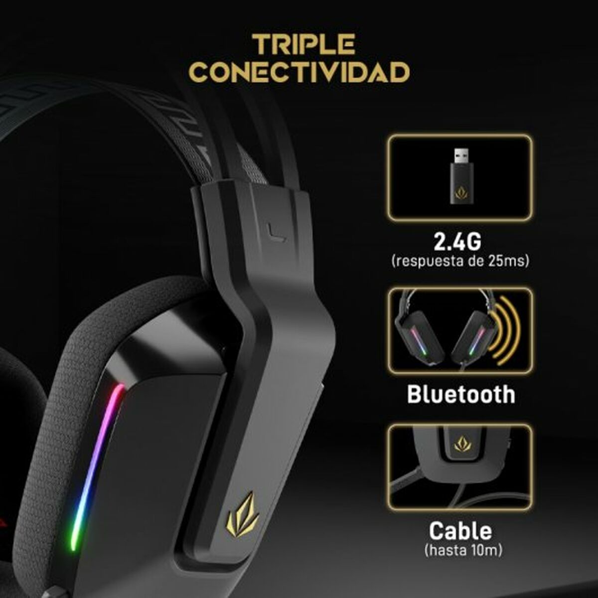 Auricolari Bluetooth con Microfono Forgeon Captain RGB - Disponibile in 3-4 giorni lavorativi