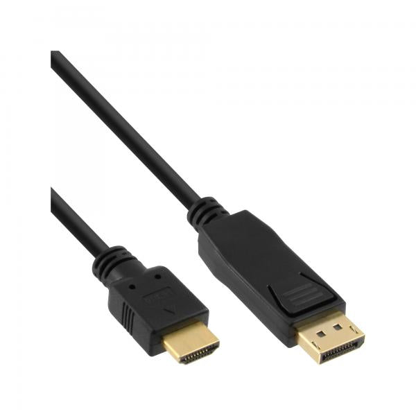 InLine Cavo DisplayPort a HDMI FullHD+Audio, dorato, nero, 2m - Disponibile in 6-7 giorni lavorativi