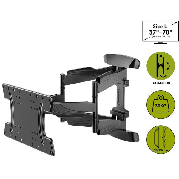 Wentronic 49956 Supporto TV a parete 177,8 cm (70") Nero - Disponibile in 6-7 giorni lavorativi