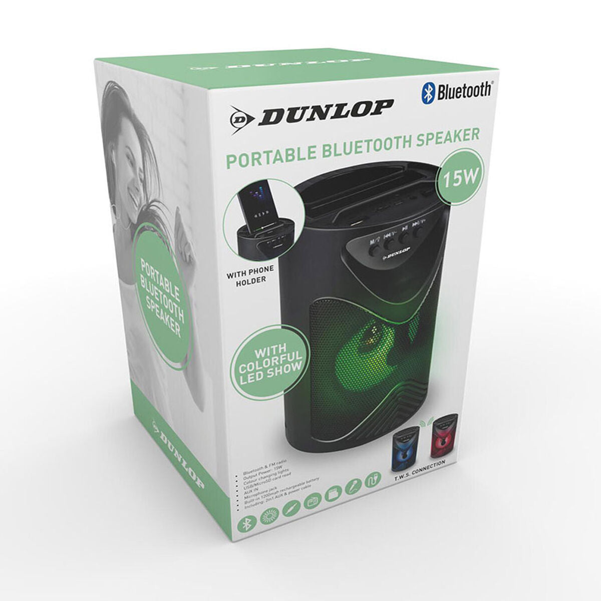 Altoparlante Bluetooth Dunlop TWS 15 W Nero USB - Disponibile in 3-4 giorni lavorativi