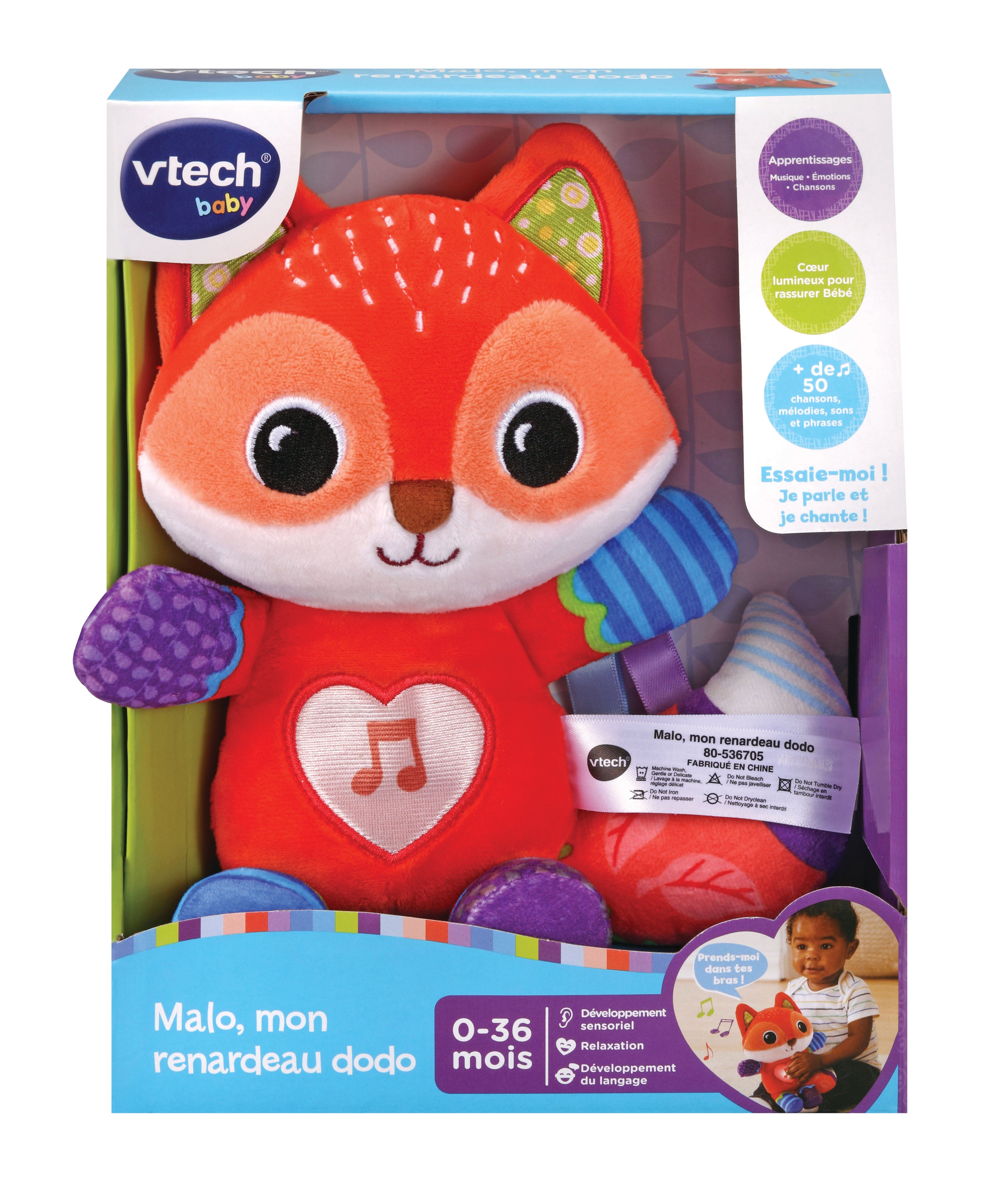 Peluche con Suono Vtech Baby Malo, my sleeping fox - Disponibile in 3-4 giorni lavorativi