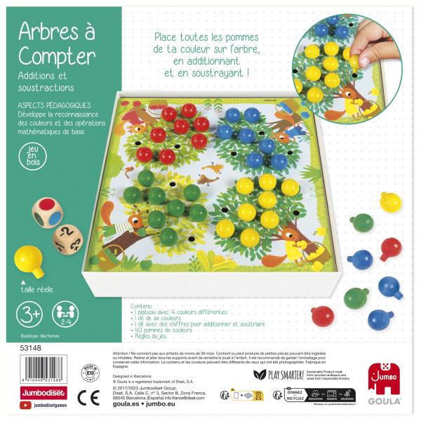 Gioco educativo - GOULA - Alberi da contare - Completa gli alberi con i frutti secondo i dadi - Disponibile in 3-4 giorni lavorativi