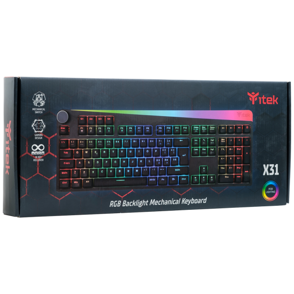 Tastiera Gaming X31 - Meccanica, Switch Blu OUTEMU, RGB, Macro, Software, Special Design - Disponibile in 3-4 giorni lavorativi