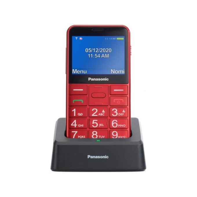 Panasonic KX-TU155 Telefono Cellulare ad Utilizzo Facilitato Pulsanti Grandi Ampio Schermo a Colori da 2.4'' Pulsante SOS Compatibile con Apparecchi Acustici Base di Ricarica Rosso - Disponibile in 3-4 giorni lavorativi