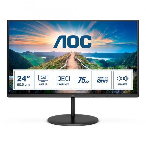 Monitor Nuovo MONITOR AOC LED 23.8" Wide Q24V4EA IPS 2560x1440 4ms 250cd/mq 20.000.000:1 2x2W MM HDMI DP - Disponibile in 3-4 giorni lavorativi