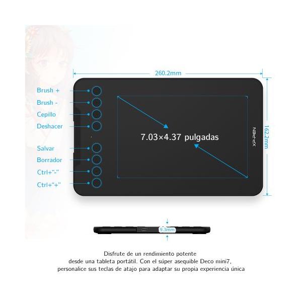 Tablet Nuovo XP-PEN DECO Mini 7 - Tavoletta Grafica (7"x4") 8 tasti - Disponibile in 3-4 giorni lavorativi