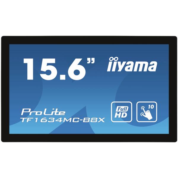 iiyama ProLite TF1634MC-B8X monitor touch screen 39,6 cm (15.6") 1920 x 1080 Pixel Multi-touch Multi utente Nero - Disponibile in 6-7 giorni lavorativi