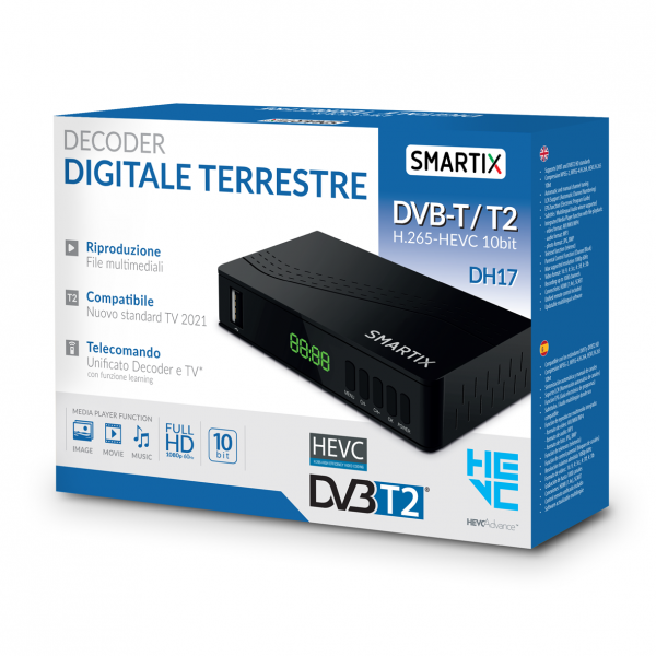 DECODER DIGITALE TERRESTRE ATLANTIS DH17 DVBT/DVBT2 HD - Disponibile in 3-4 giorni lavorativi