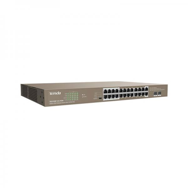 SWITCH TENDA TEG1126P-24-410W 24P GIGABIT 10/100/1000 POE 2P SFP UNMANAGED Potenza PoE 370W - Disponibile in 3-4 giorni lavorativi