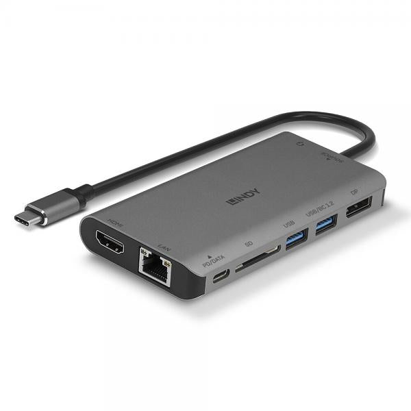 DOCKING STATION MINI XT LINDY per Laptop USB C Uscite:2USB A,1USB C(F)1RJ45,1HDMI,1DP, SD/MicroSD Ricarica Pass-Through 100W - Disponibile in 3-4 giorni lavorativi