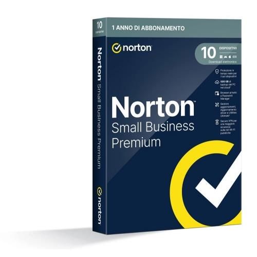 NORTON SMALL BUSINESS PREMIUM 500GB IT 1 USER 10 DEVICE 12 Mesi BOX 21454839 - Disponibile in 3-4 giorni lavorativi