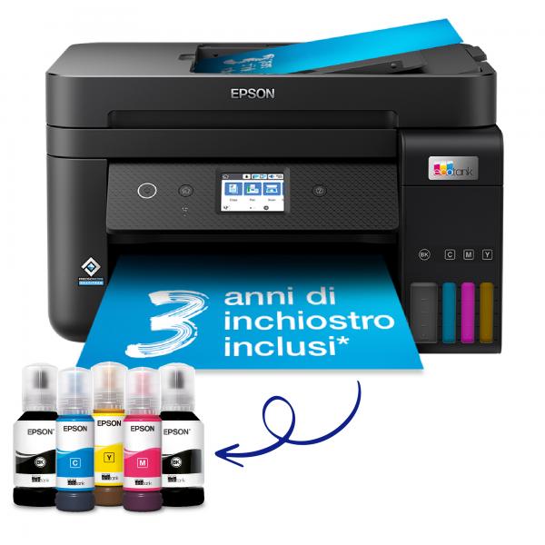 Stampante multifunzione Inkjet EPSON MULTIF. INK A4 COLORE, ECOTANK ET-4800, 33PPM, ADF, FRONTE/RETRO MANUALE, USB/LAN/WIFI, 4 IN 1 - Disponibile in 3-4 giorni lavorativi